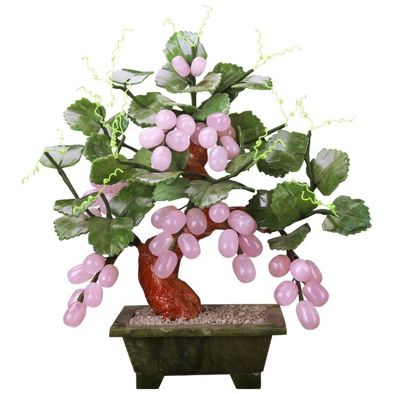 Crystal Tree Natural Jade Potted Grape Vine Jade Fortune Money Tree Home Decoration Feng Shui Handicraft Gifts Good Fortune