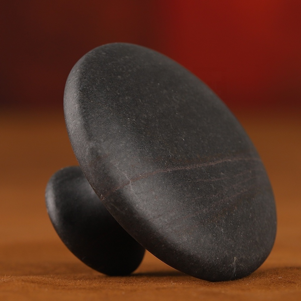 Black bian Hot Stones Mushroom Shaped Massage Stones gua sha tool Natural Lava Basalt Hot Rock Gua sha Tools healing stones