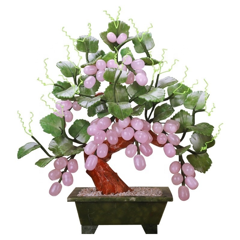 Crystal Tree Natural Jade Potted Grape Vine Jade Fortune Money Tree Home Decoration Feng Shui Handicraft Gifts Good Fortune