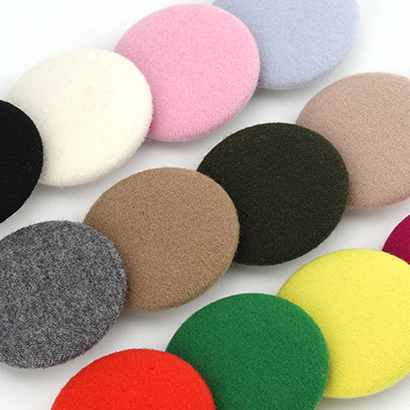 colorful woolen black fabric covered button for overcoats