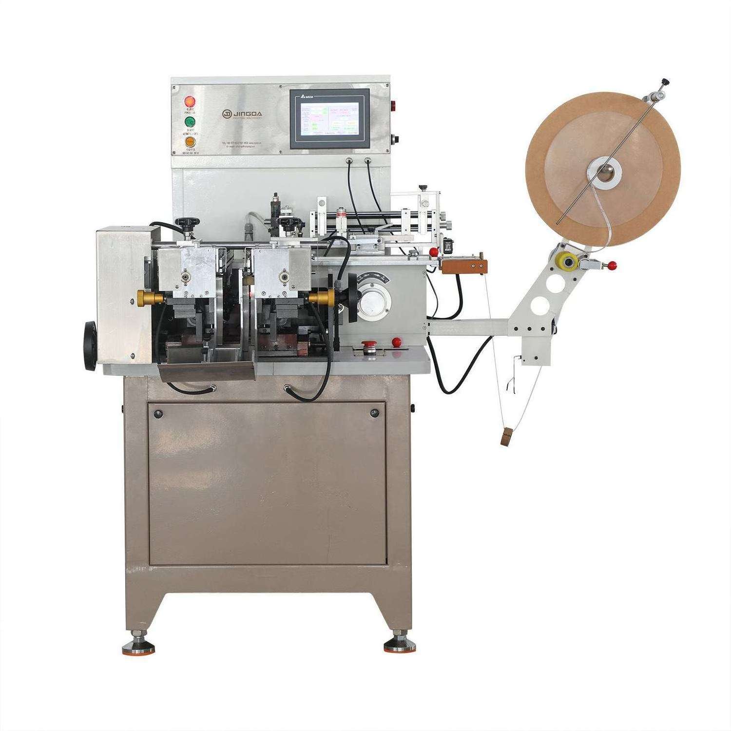 JZ-2817 Jingda Fully Automatic Polyester Satin Ribbon Garment Fabric Care Label Cutting and Center Folding Machine