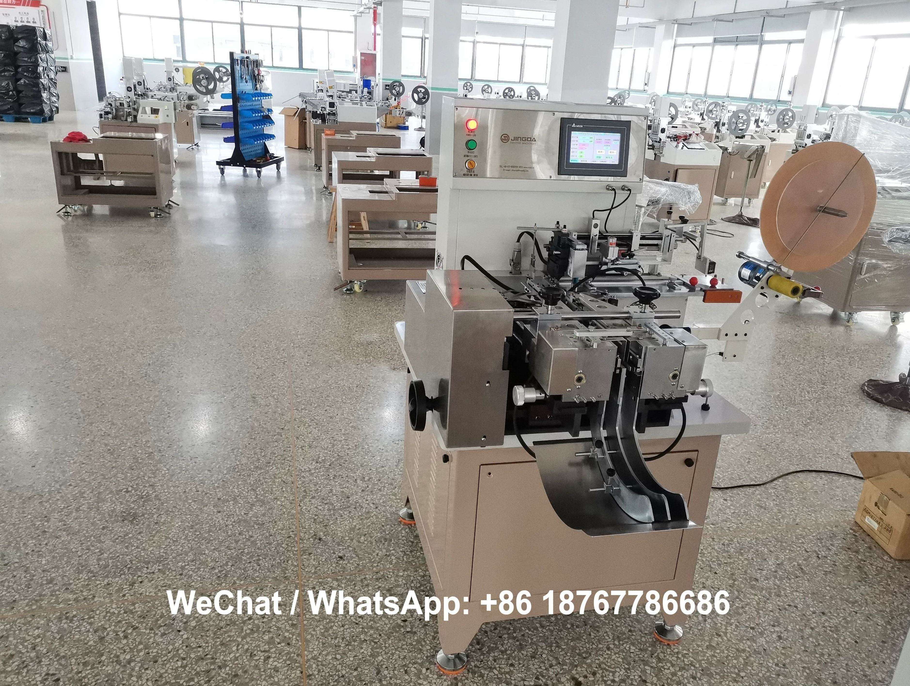 JZ-2817 Jingda Fully Automatic Polyester Satin Ribbon Garment Fabric Care Label Cutting and Center Folding Machine