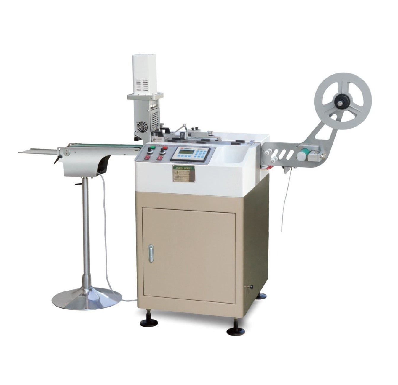 JC-3080 T-Shirt Neck Label Satin Ribbon Ultrasonic Label Cutting Machine for Care Labels, Cotton Tape and Nylon Taffeta Paper