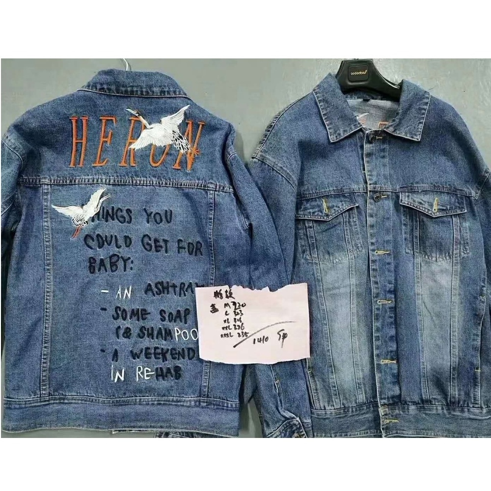 GZY 2019 New Ripped Denim Jacket  Blue Denim Jacket Fashion Print Bomber Jeans Jacket For Men campera de jeans