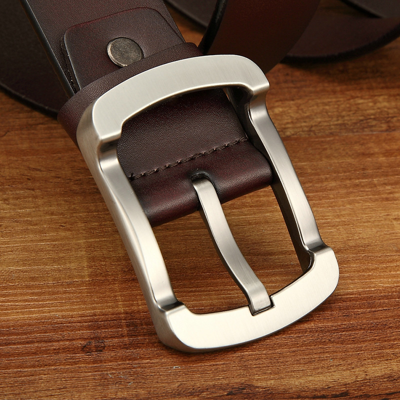 Drop shipping fashion men classic vintage pin buckle luxury strap cow genuine leather belt