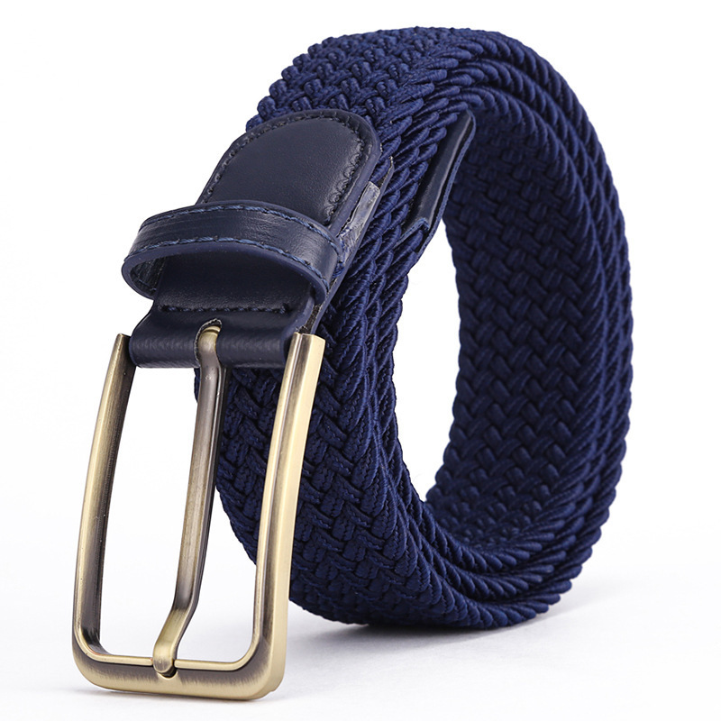 New mix color design two color cotton braided stretch weave elastic belt mens for jeans