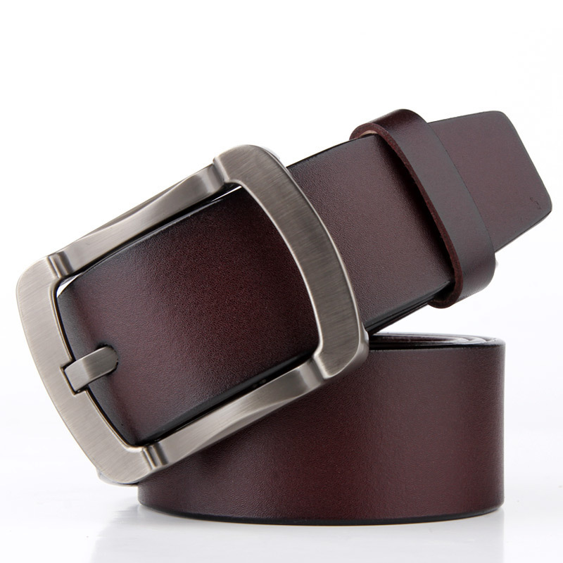 Drop shipping fashion men classic vintage pin buckle luxury strap cow genuine leather belt