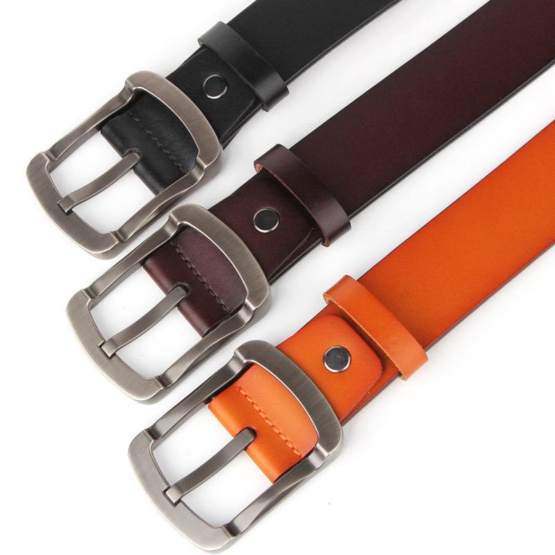 Drop shipping fashion men classic vintage pin buckle luxury strap cow genuine leather belt