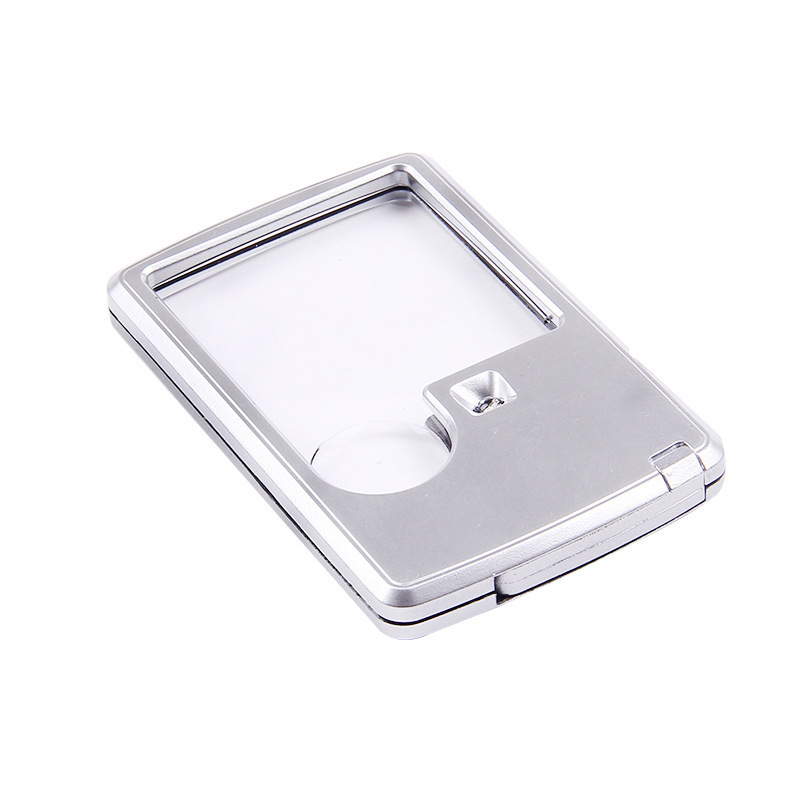 Portable 3X 6X LED Mini Square Credit Card Pocket Magnifying Glass Loupe Reading Magnifier Case Magnifying Glass