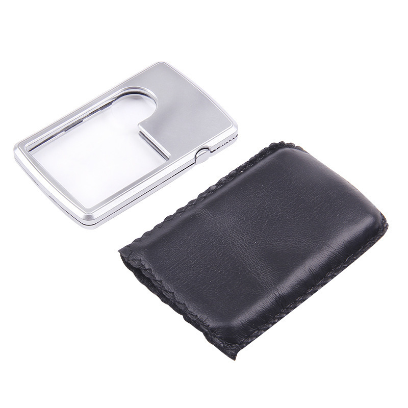 Portable 3X 6X LED Mini Square Credit Card Pocket Magnifying Glass Loupe Reading Magnifier Case Magnifying Glass