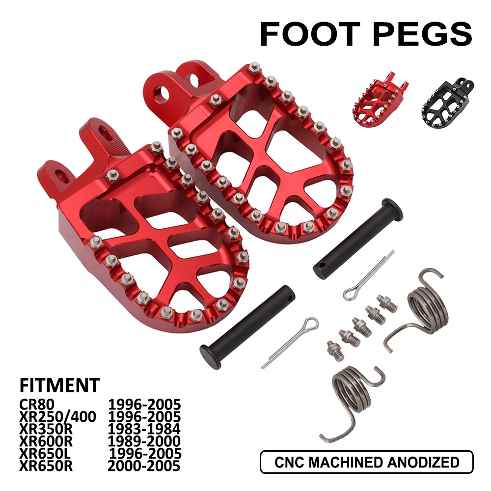 JFG XR250R XR400R XR600R KLX250R High Quality Forged Aluminum Anodized CNC Machined Foot Pegs with spring For Honda For Kawasaki