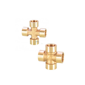 Brass Pipe Fitting 4 Way Connector Cross Pipe Fitting 1/4" 3/8" 1/2" female Thread Copper Barbed Coupler Adapter Coupling KNZA