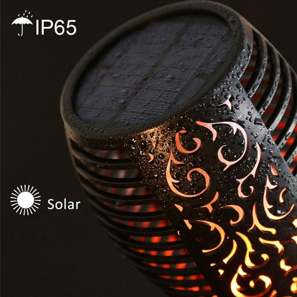 4 Pack Solar Lights Upgraded - Flickering Flames Torch Solar Path Light - Dancing Flame Lighting 33 LED Dusk to Dawn Flickering