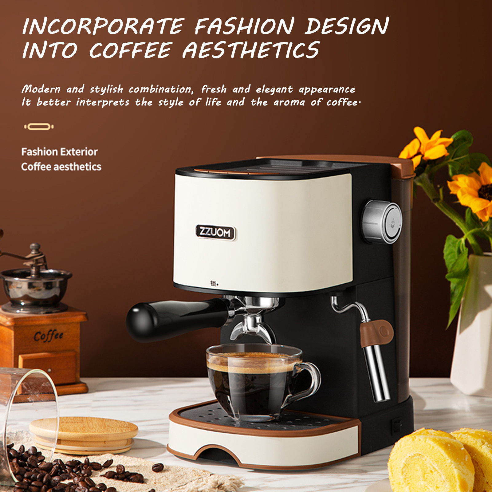 Commercial Household Best Coffee Grinders Maker Cappuccino Espresso Machine Coffee Maker with Grinder Electric Carton Froth Milk