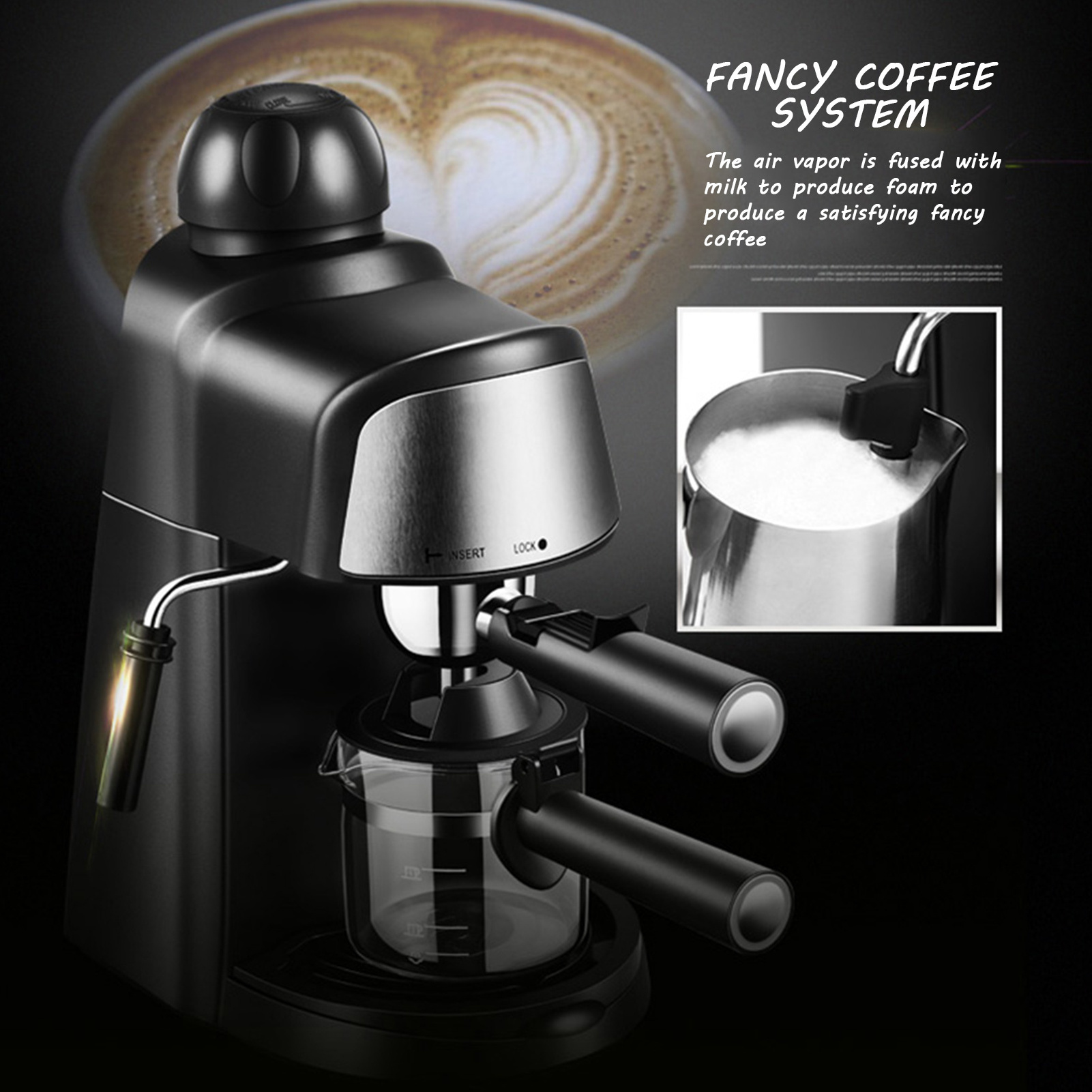 Coffee Maker 800W 220V 5 Bar Home Small Automatic Espresso Coffee Machine Milk Frother Steam Integrated With Coffee Pots