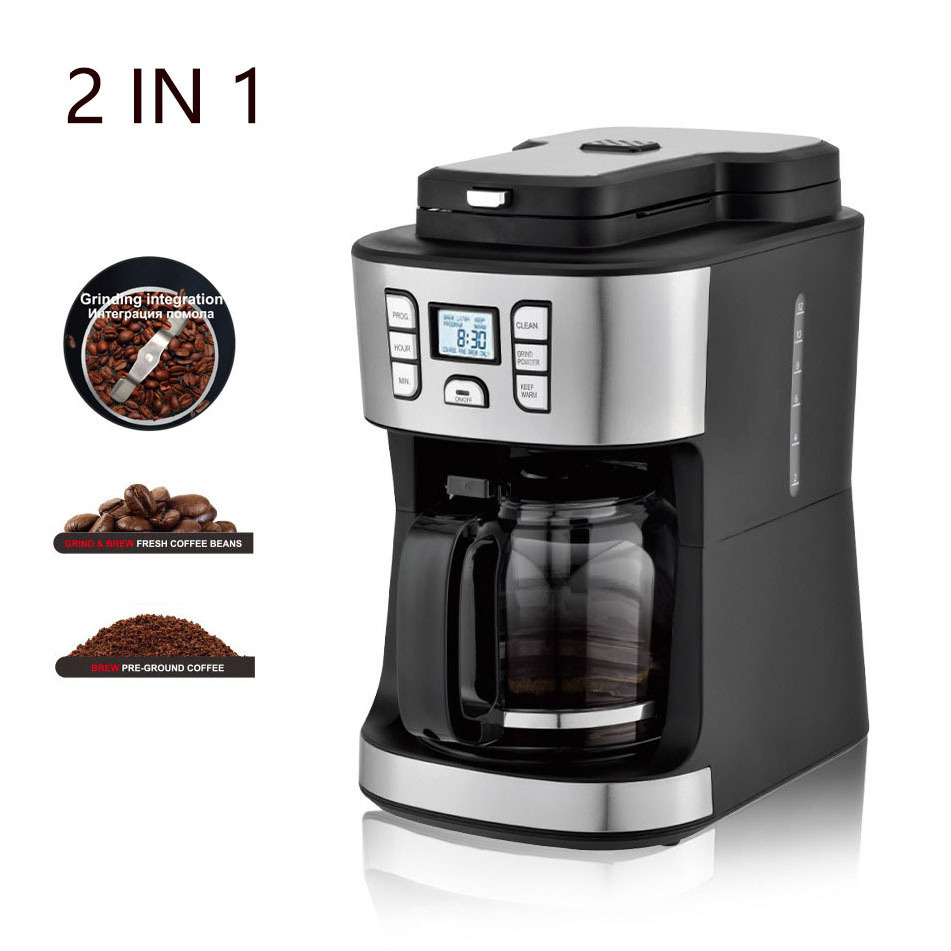 Commercial Household Machine 12 Cups Drip Coffee Maker With Glass Jar American Heat preservation grinding bean brewing machine