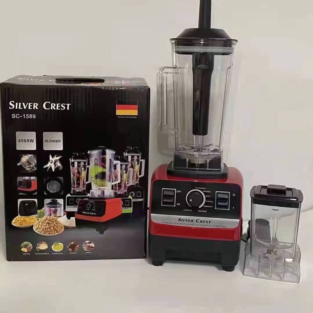 Adjustable high speed red color silver crest blender 4500w 2 in 1 double cup blender