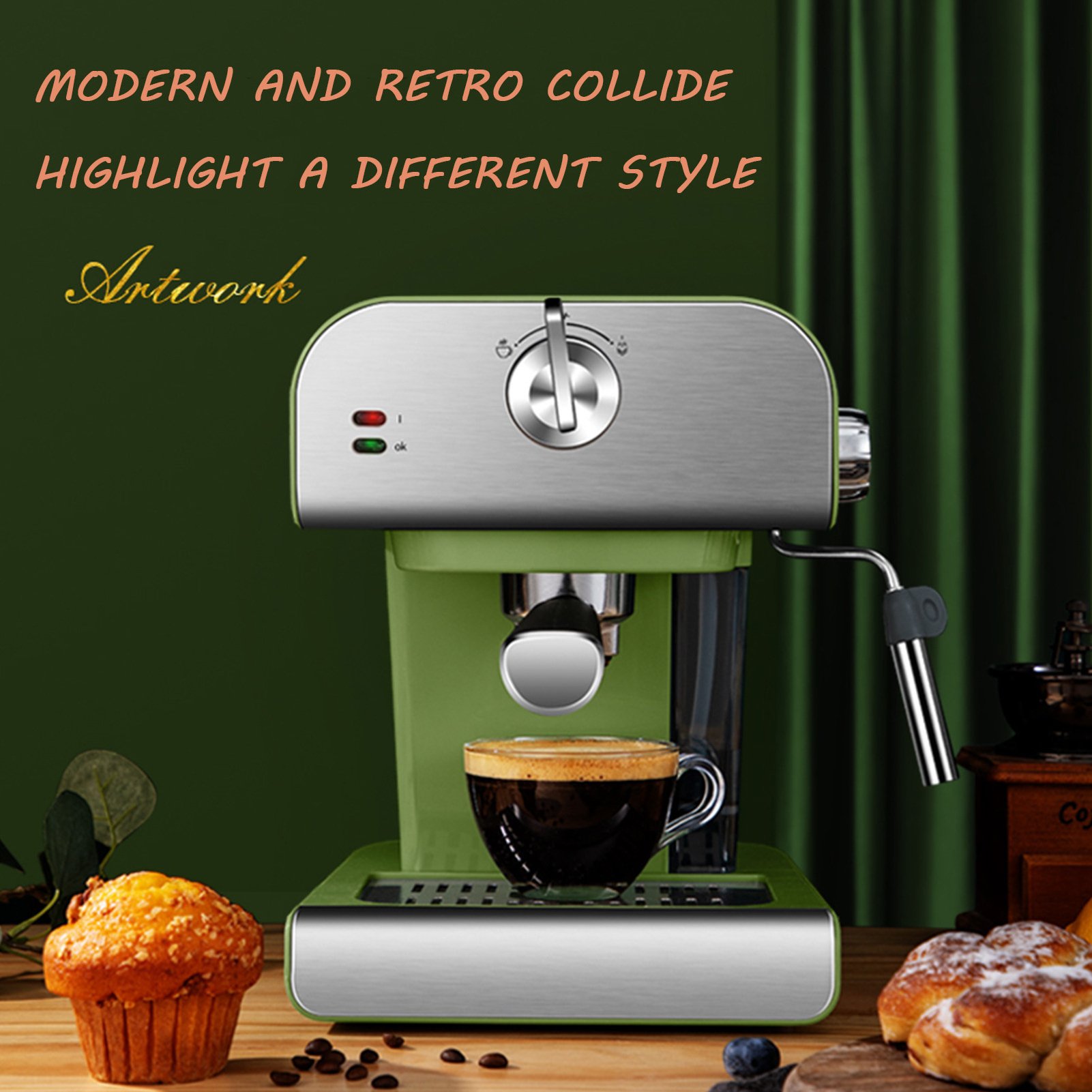 Authentic European Espresso 20-bar Semi-Automatic Coffee Machine with Steam Wand for Perfect Milk Frothing