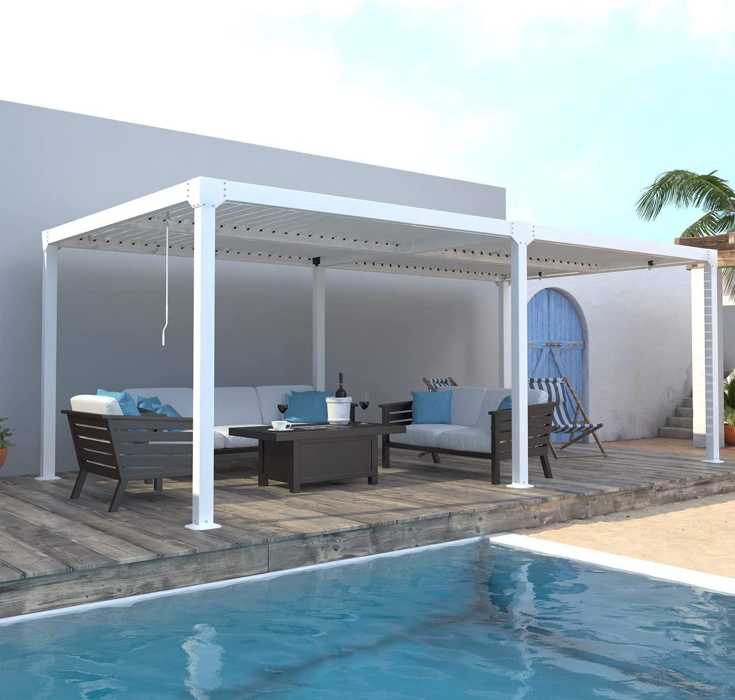 Outdoor gazebo awning Leisure shading pavilion Villa outdoor retractable awning Aluminum alloy Moonlight pergola