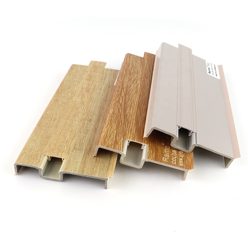 P68-B,Ruitai Plastic China Manufacturer Plastic Skirting Board PVC Plinth Hidden Trunking Skirting