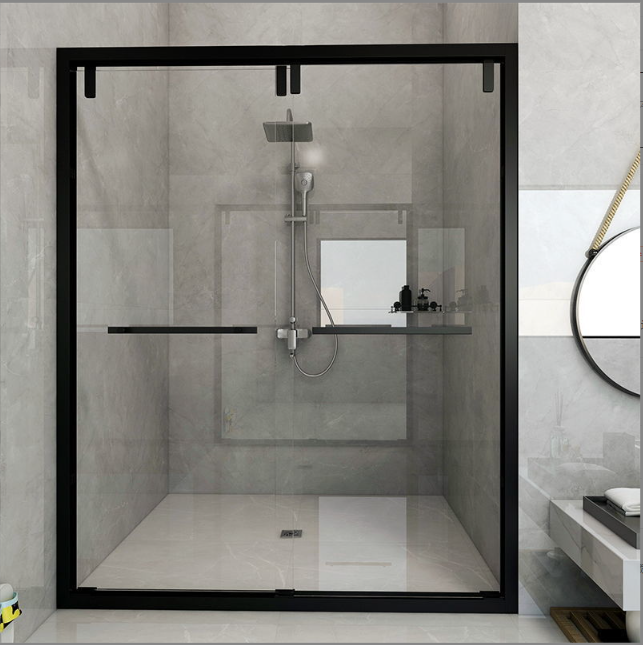 Stainless steel shower room bath room toilet bath glass partition one line shape simple sliding door