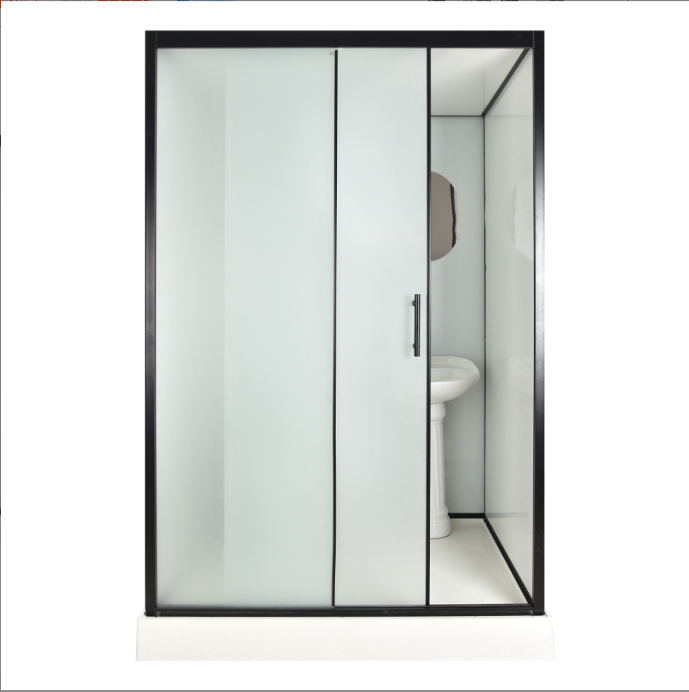 Stainless steel shower room bath room toilet bath glass partition one line shape simple sliding door