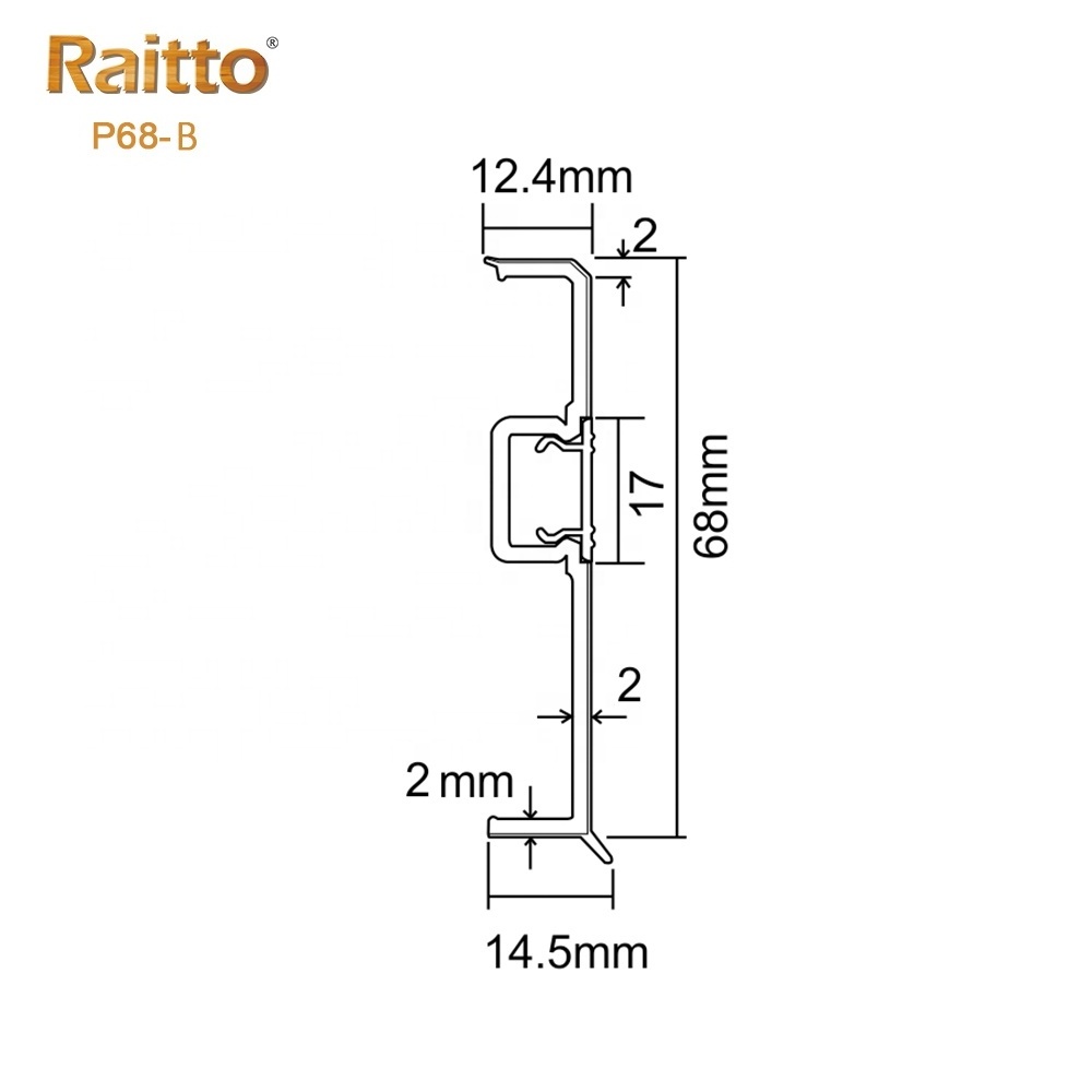 P68-B,Ruitai Plastic China Manufacturer Plastic Skirting Board PVC Plinth Hidden Trunking Skirting