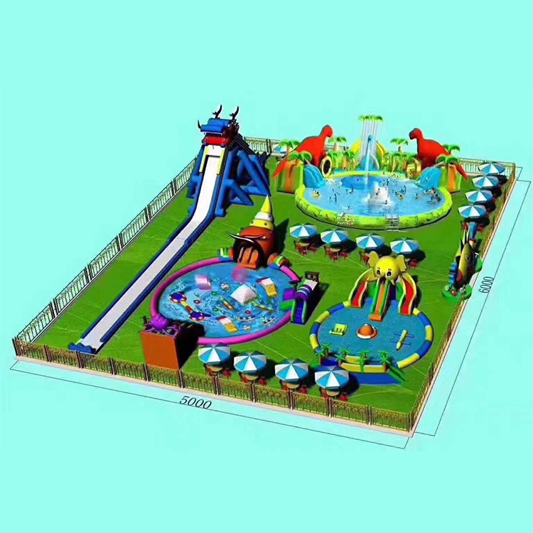 Outdoor Mobile Dragon Big Pool Water Park With Slide Inflatable Water Park Aqua For Sale