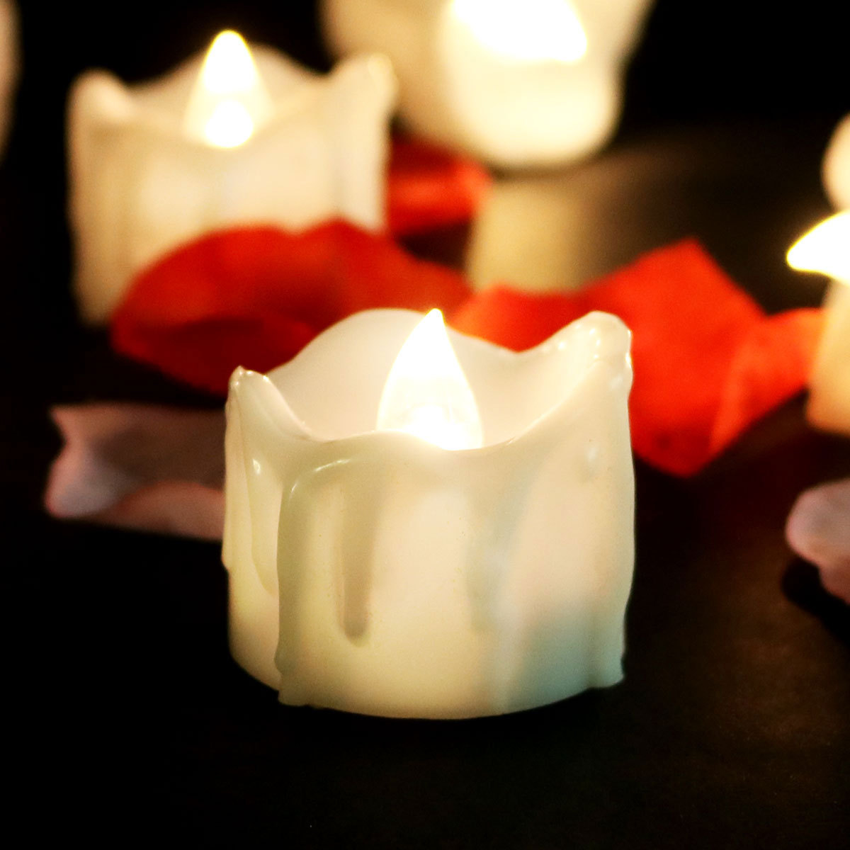 Bulk wholesale 3D real flame warm light long working time flameless tea light led candle