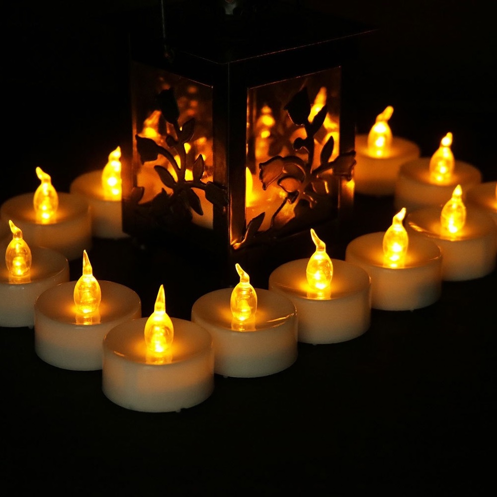 Warm Tea Lights 24 Pack Flameless LED Tea Lights Candles Battery Powered Fake Candles 100 Hours