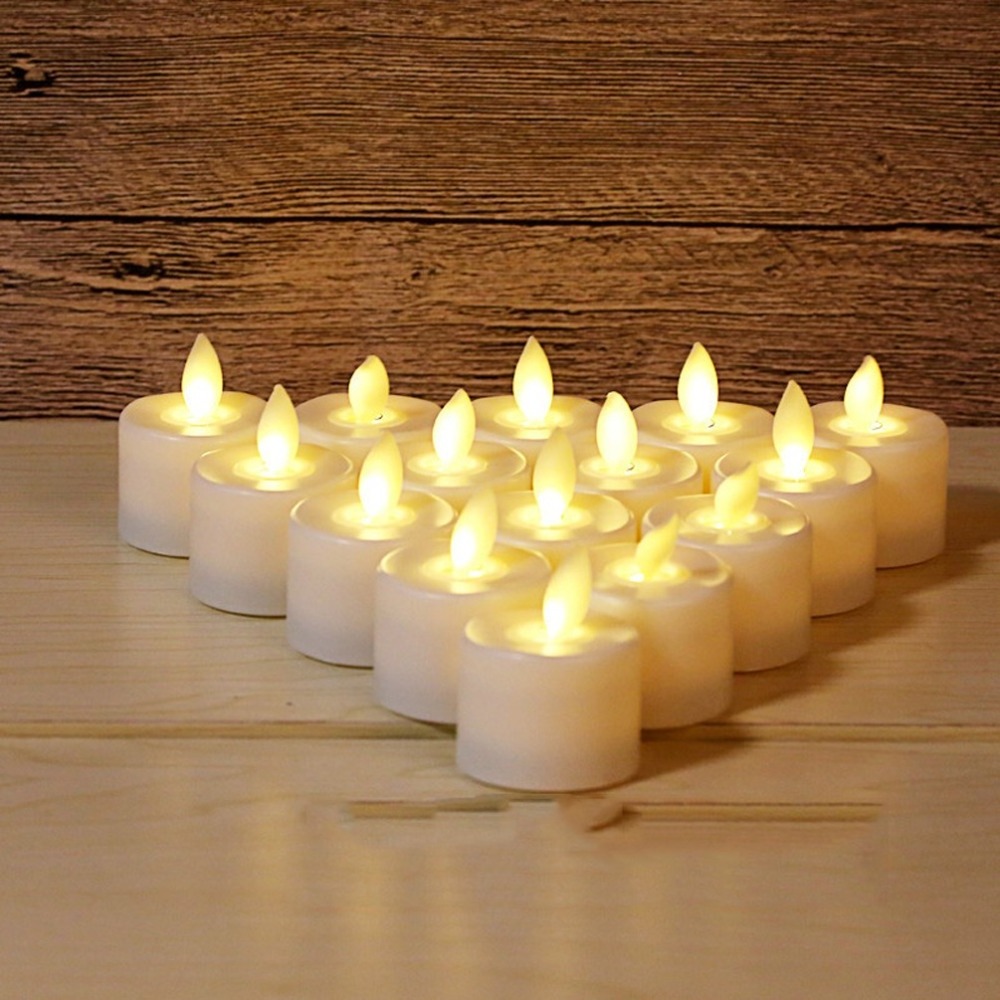 24 PCS Battery Operated Votive Candle Flameless LED Tea Light Home Decoration Christmas CR2032 Scented Yellow Light for Free