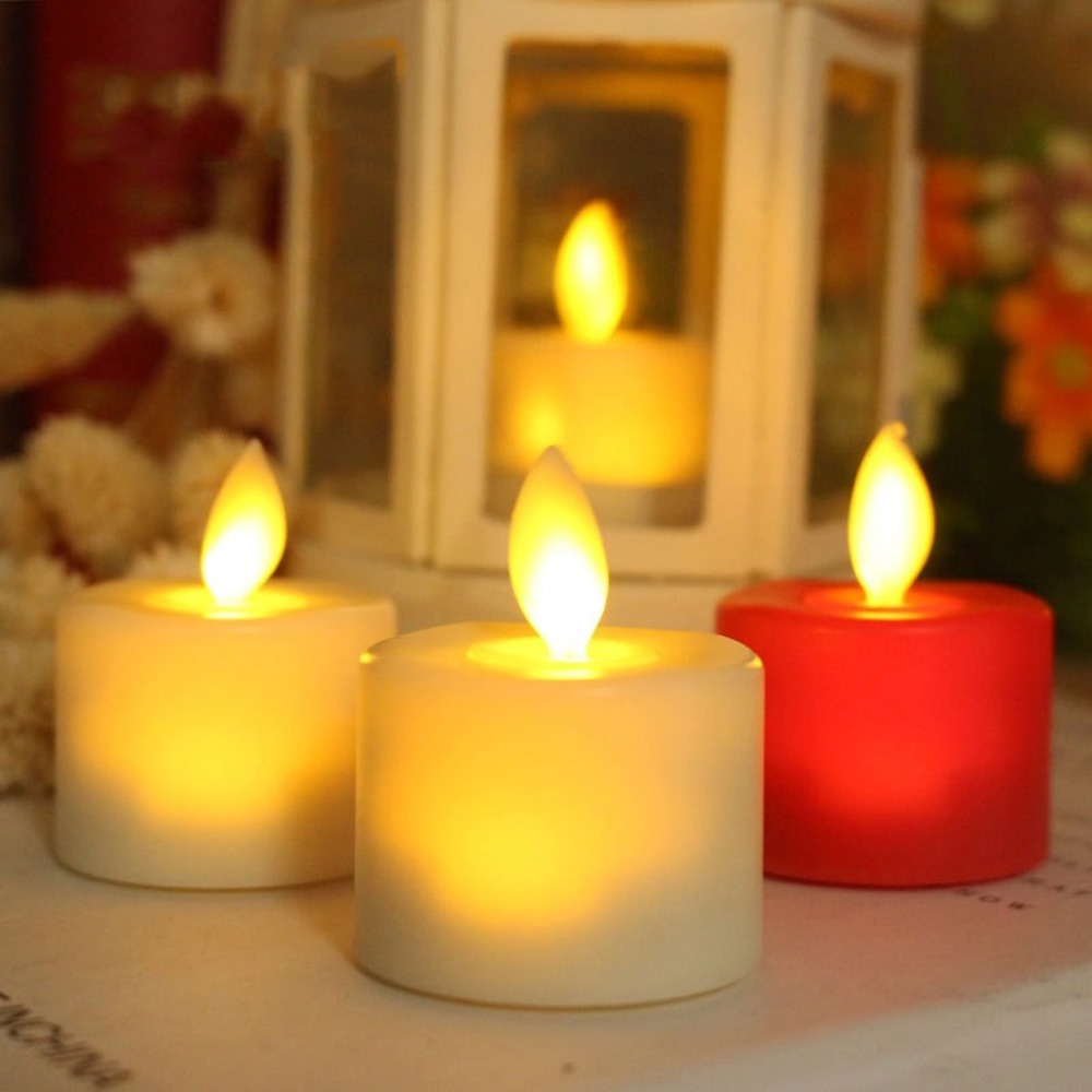 24 PCS Battery Operated Votive Candle Flameless LED Tea Light Home Decoration Christmas CR2032 Scented Yellow Light for Free