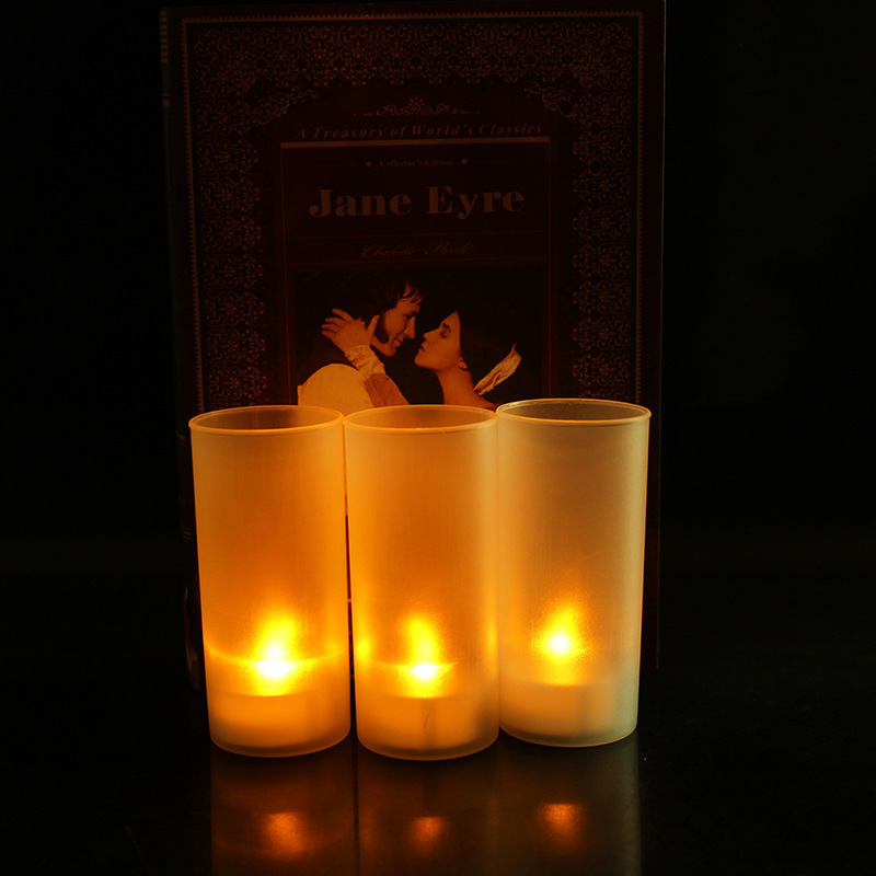 long lasting battery operated electric flameless warm light led votive tealight candles in frosted plastic cup