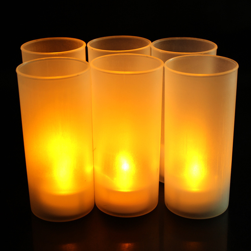 long lasting battery operated electric flameless warm light led votive tealight candles in frosted plastic cup