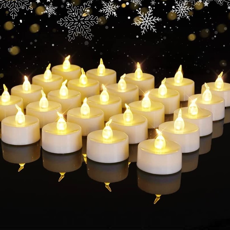 Long Lasting Battery Powered Electric Flameless Small LED Votive Tea Light Candles with Bright Warm Light