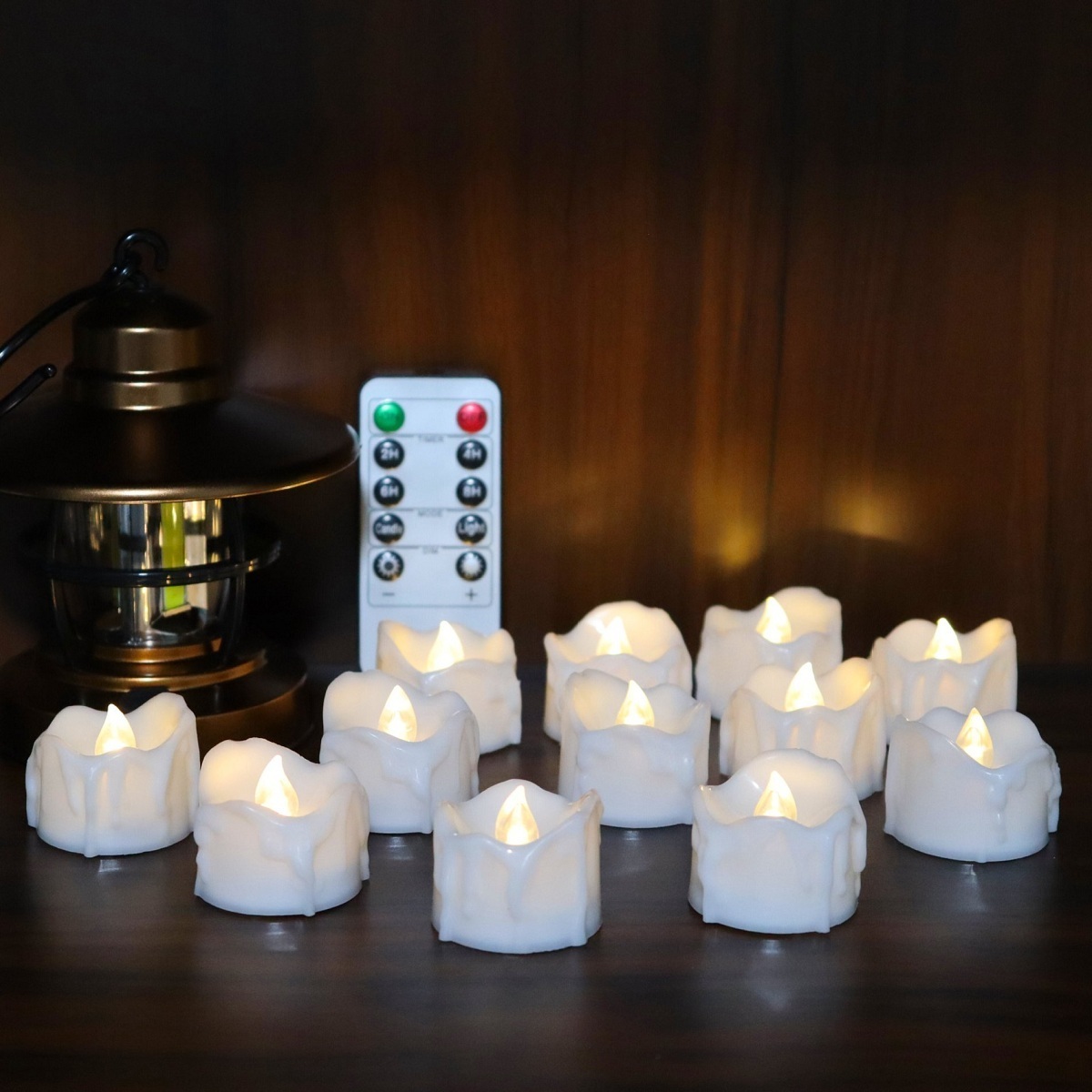 Set of 12 Battery Included Electrical Flameless Flickering Led Tea Lights Candles With Remote Control