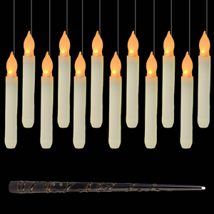 Flameless Battery Operated Floating Candles Hanging Window Candles with Magic Wand Remote for Christmas Halloween Decor