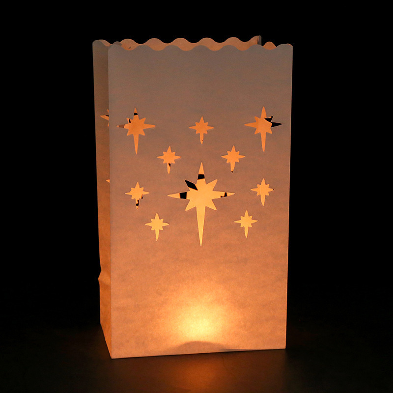 Plastic White Shell Flameless Yellow Flicker Light LED Candles Christmas LED Tealight Candles with Luminary Bag