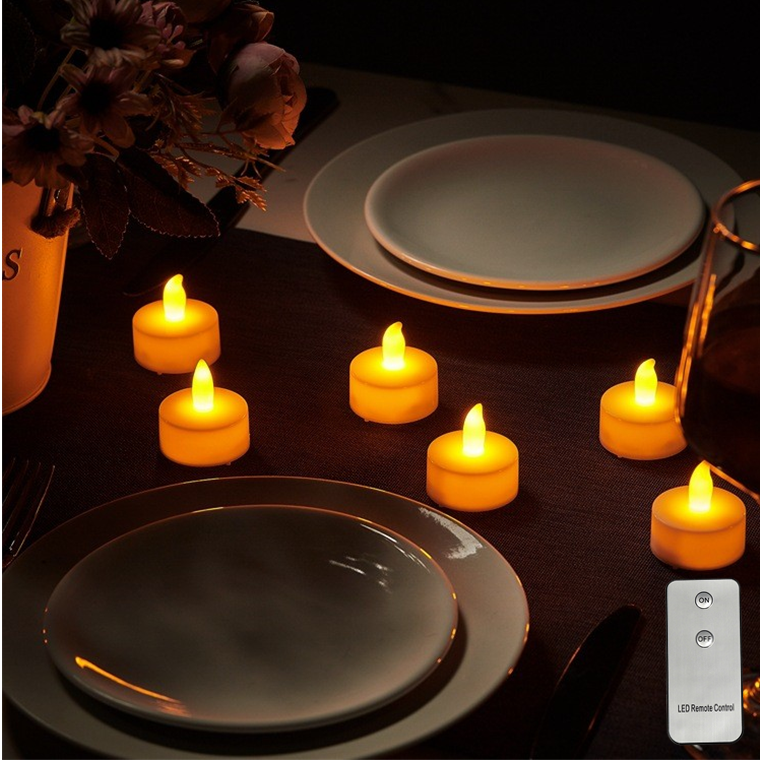 High quality battery operated mini flameless Halloween LED tealight candles with remote control