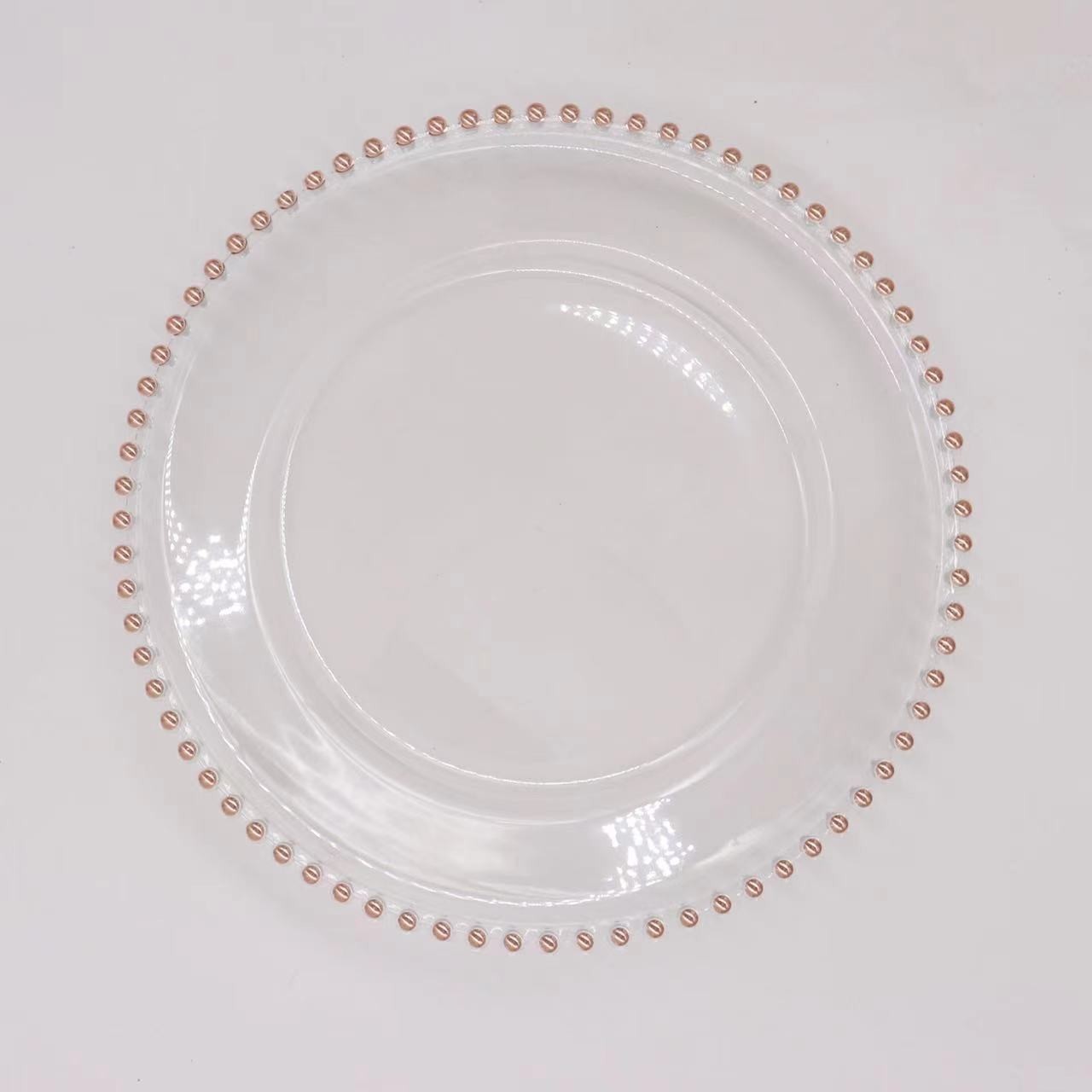 Wedding Event Party Wholesale Dinnerware Sets High End Clear Plates Gold Pearl Charger Plate