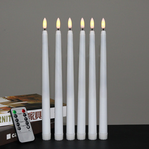 28cm LED candle light 3D moving wick flameless LED taper candles with remote control