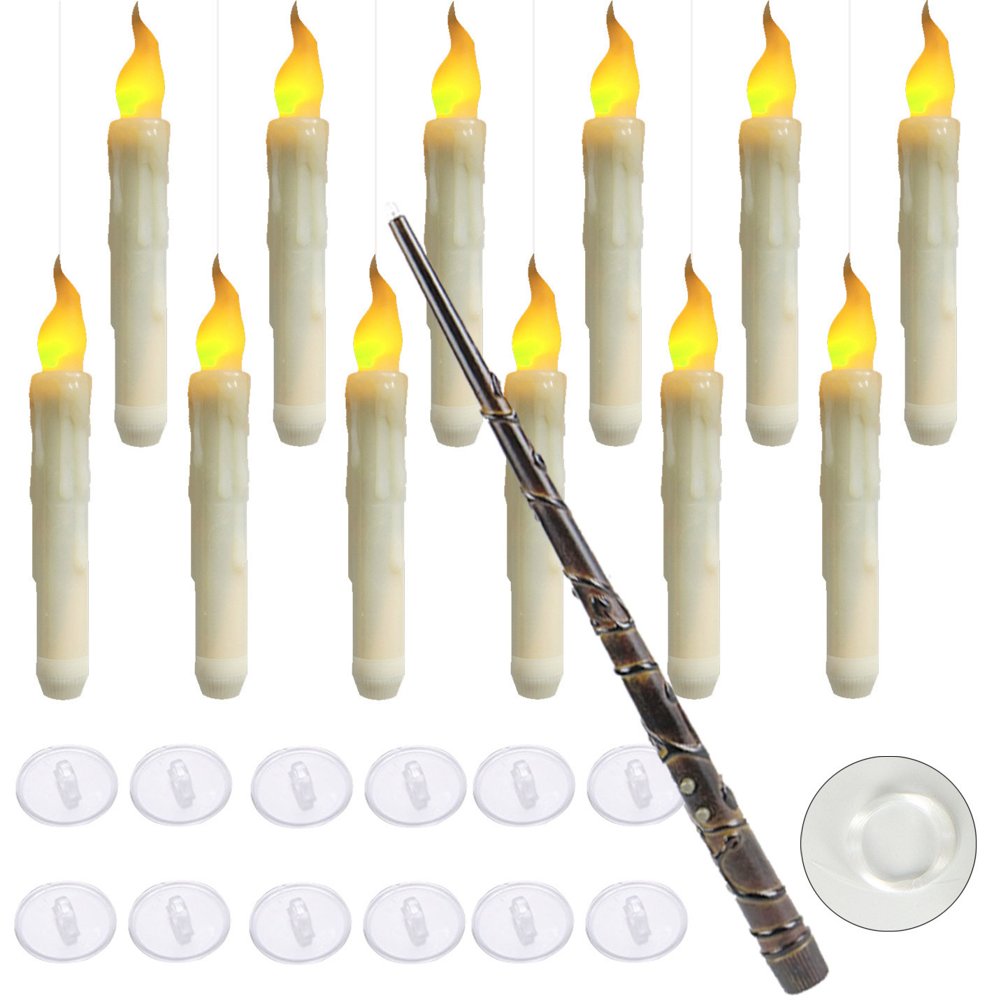 Flickering Flameless Batteries LED Floating Taper Candles Led Hanging Candles with Remote for Party Halloween Christmas