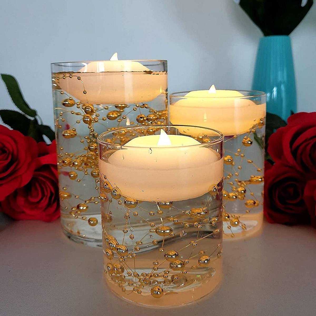 Flameless Batteries Tea Lights Water Activated Wax Floating LED Candle for Home Wedding Party Centerpiece