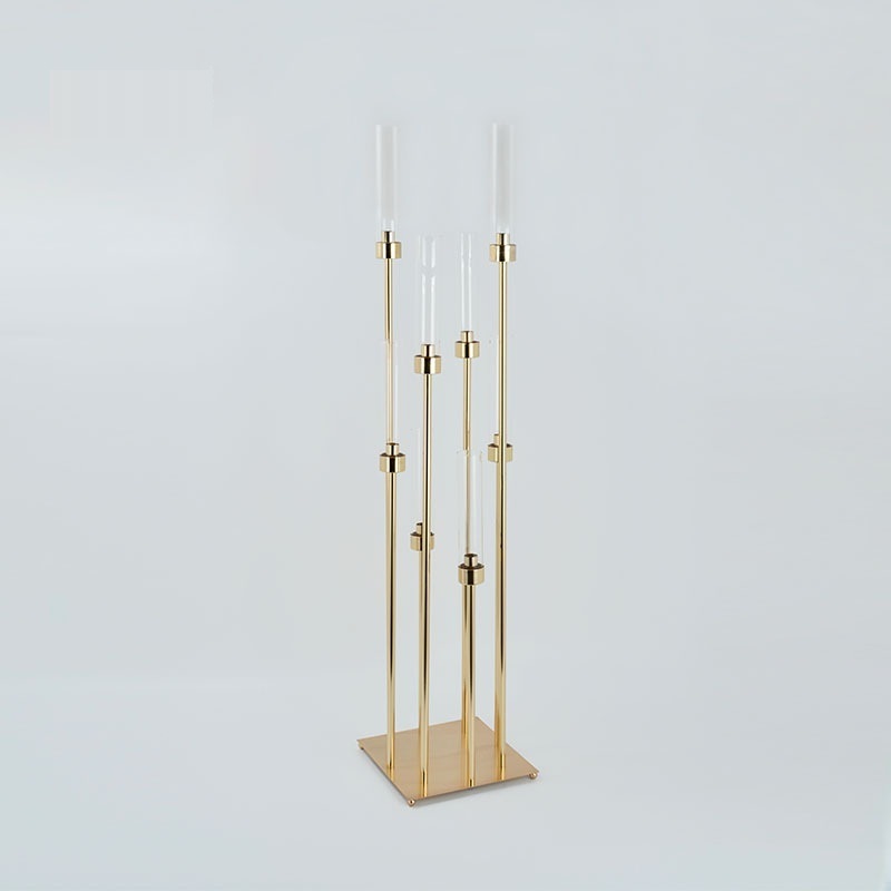 Metal gold candle stick holder decorative table centerpiece 10 arms tall candelabra for wedding