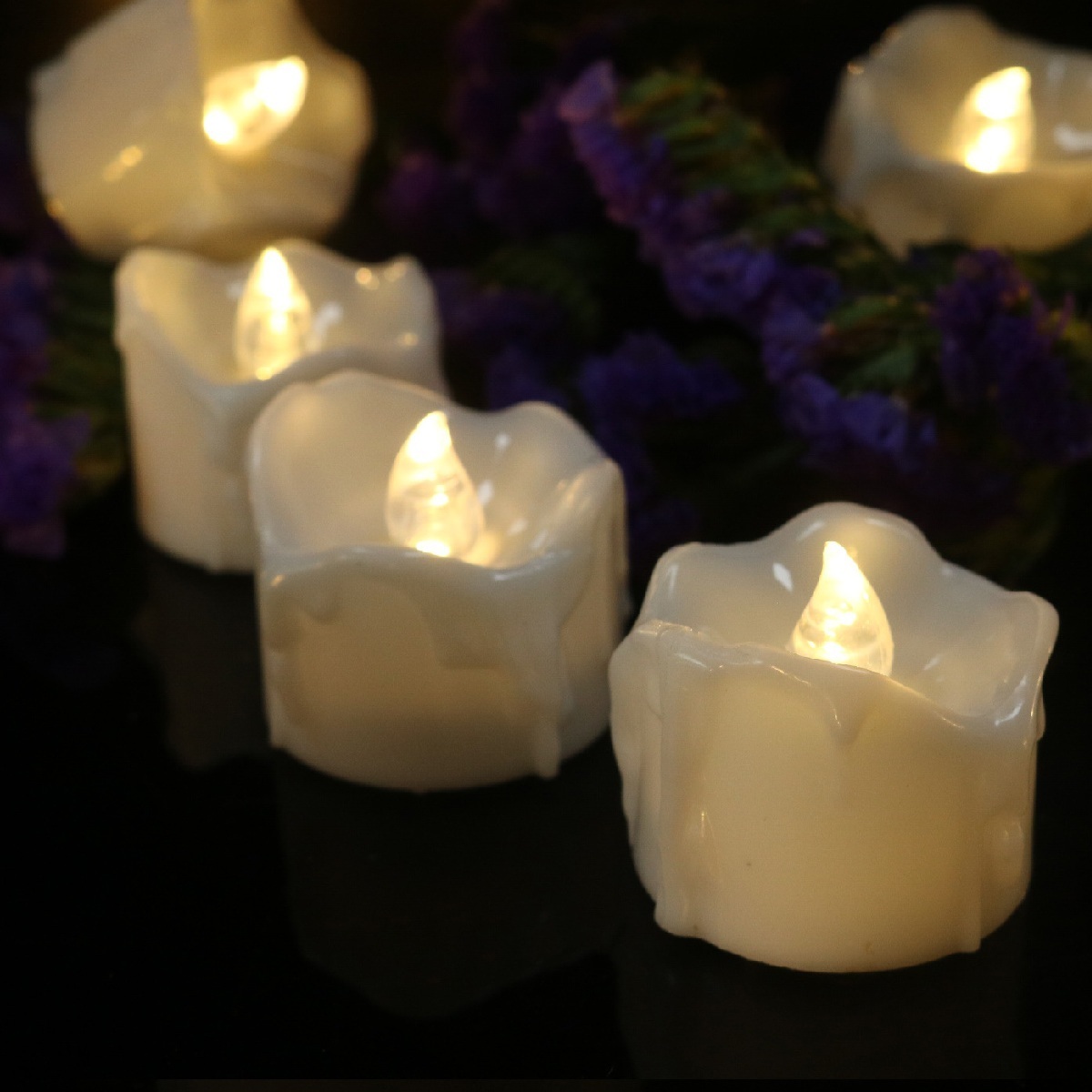 Bulk wholesale 3D real flame warm light long working time flameless tea light led candle