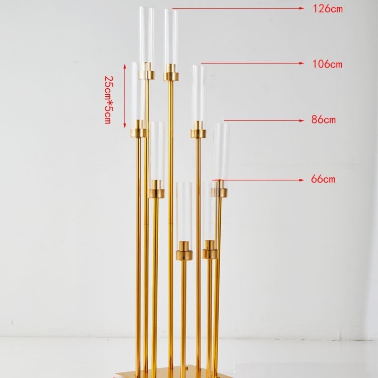 Metal gold candle stick holder decorative table centerpiece 10 arms tall candelabra for wedding