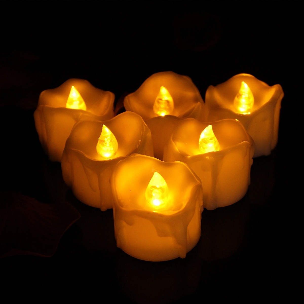 Bulk wholesale 3D real flame warm light long working time flameless tea light led candle