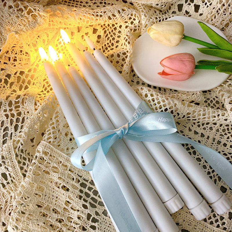 28cm LED candle light 3D moving wick flameless LED taper candles with remote control