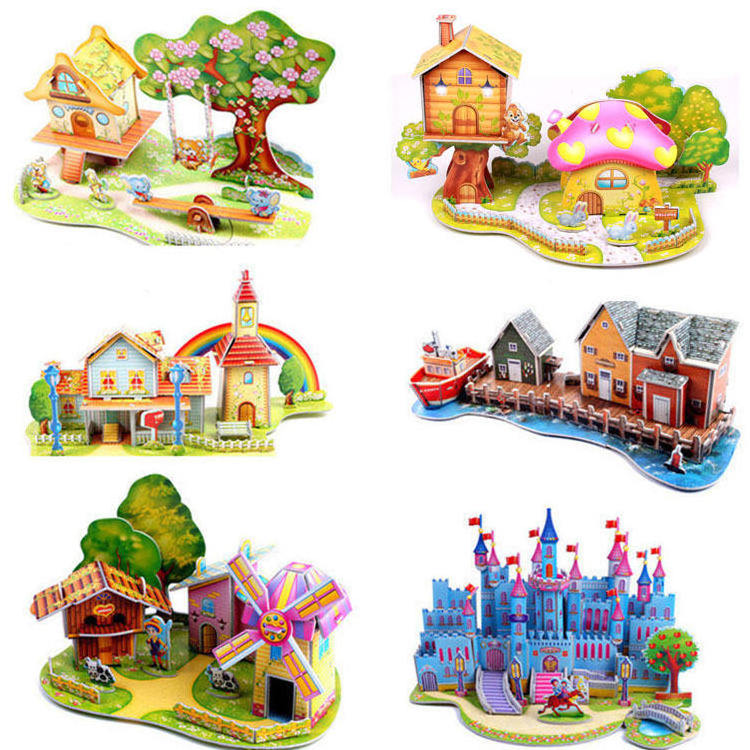 Chinese DIY 3D Foam Puzzle Mini House Building Castle Puzzles for Kids