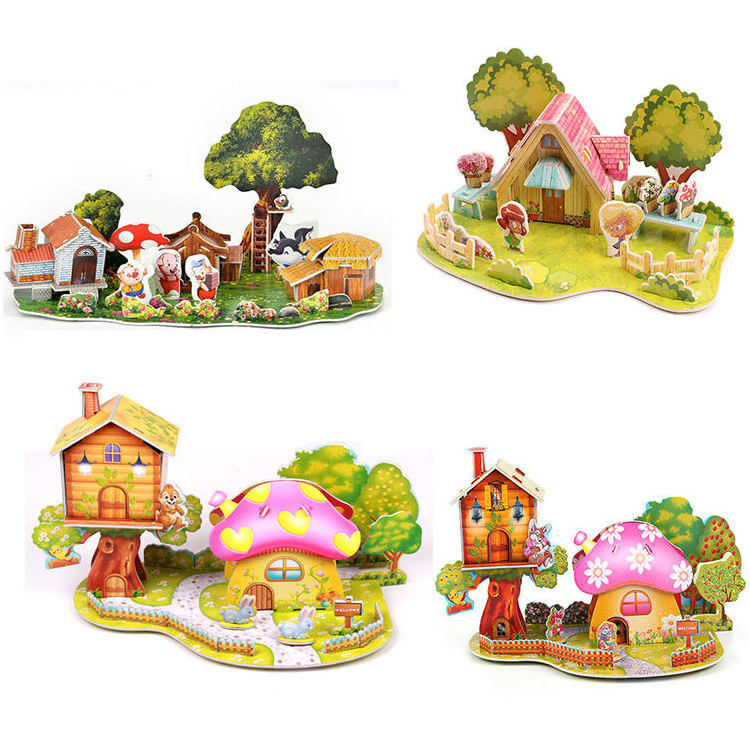 Chinese DIY 3D Foam Puzzle Mini House Building Castle Puzzles for Kids